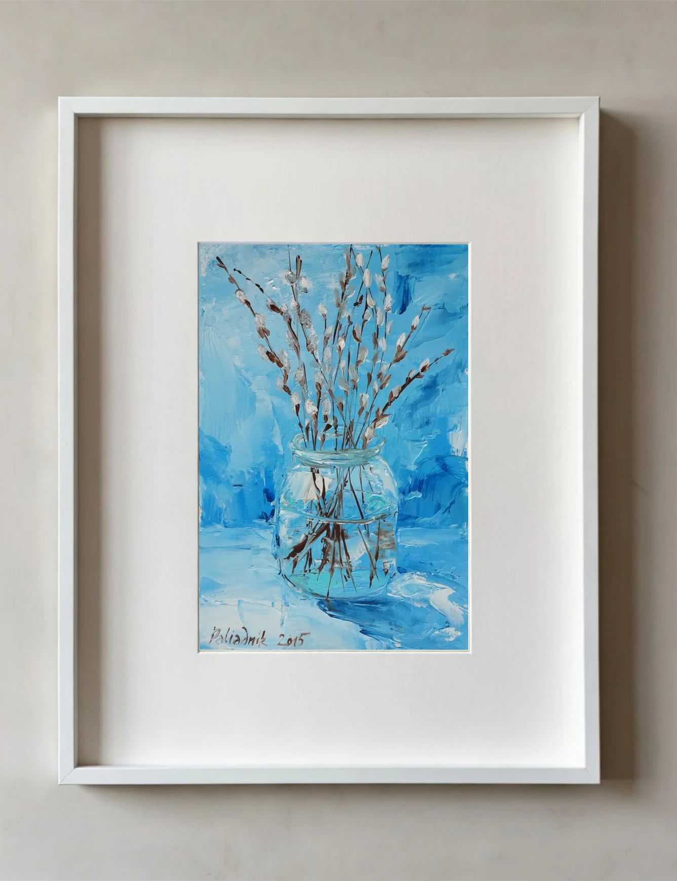 Pussy Willows on Blue